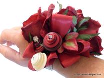Burgundy Flowers And Buttons Wrist Corsage 4 small