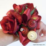 Burgundy Flowers And Buttons Wrist Corsage 5 small