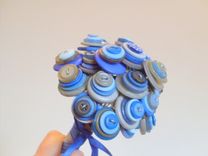 Blue And Grey Buttons Bridal Bouquet 1 small