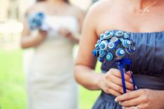 Blue And Grey Buttons Bridal Bouquet 4 small