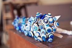 Blue And Grey Buttons Bridal Bouquet 5 small