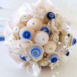 Cream And Blue Buttons Bridal Bouquet 5 small