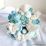 Teal Blue Buttons Bridal Bouquet 4 small
