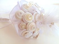 Cream And White Buttons Mini Bridal Bouquet 4 small