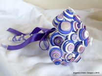 Purple Buttons Bridal Bouquet In Set Of Two 3 small