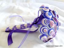 Purple Buttons Bridal Bouquet In Set Of Two 5 small