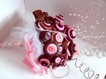 Pink And Brown Buttons Bridal Bouquet 1 small