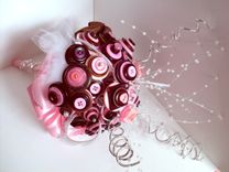 Pink And Brown Buttons Bridal Bouquet 4 small