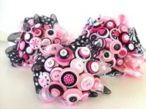 Pink And Black Polka Dot Buttons Bouquet Package 2 small