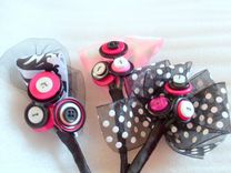 Pink And Black Polka Dot Buttons Bouquet Package 4 small