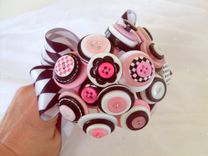 Pink And Black Polka Dot Buttons Bouquet Package 5 small