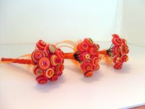 Orange Buttons Bridal Toss Bouquet In Set Of Three 1 small