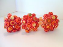 Orange Buttons Bridal Toss Bouquet In Set Of Three 2 small