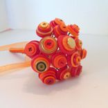 Orange Buttons Bridal Toss Bouquet In Set Of Three 4 small