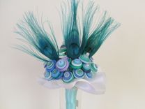 Peacock Blue Buttons Bridal Bouquet 1 small