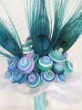 Peacock Blue Buttons Bridal Bouquet 4 small