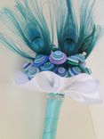Peacock Blue Buttons Bridal Bouquet 5 small