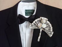 Money With Buttons Wedding Boutonniere "We're In The Money" 2 small