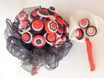 Red, Black, And White Buttons Bridal Bouquet "Let's Dance" 2 small