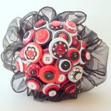 Red, Black, And White Buttons Bridal Bouquet "Let's Dance" 5 small