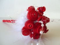 Red Buttons Wedding Toss Bouquet 1 small