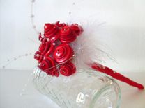 Red Buttons Wedding Toss Bouquet 4 small
