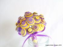 Purple And Yellow Buttons Bouquet 5 small