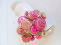 Hot Pink And Lime Green Buttons Wedding Toss Bouquet 1 small