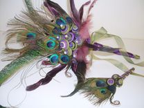 Peacock Feather And Buttons Wedding Boutonniere 3 small