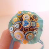 Teal And Gold Buttons Wedding Toss Bouquet 2 small