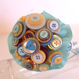 Teal And Gold Buttons Wedding Toss Bouquet 3 small