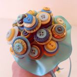 Teal And Gold Buttons Wedding Toss Bouquet 5 small