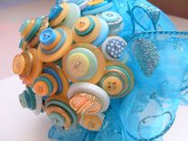 Turquoise And Gold Buttons Bridesmaid Bouquet 1 small