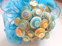 Turquoise And Gold Buttons Bridesmaid Bouquet 3 small