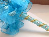 Turquoise And Gold Buttons Bridesmaid Bouquet 4 small