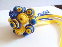 Blue And Yellow Buttons Wedding Toss Bouquet 1 small