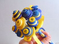 Blue And Yellow Buttons Wedding Toss Bouquet 2 small