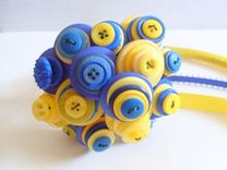 Blue And Yellow Buttons Wedding Toss Bouquet 3 small