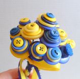 Blue And Yellow Buttons Wedding Toss Bouquet 4 small