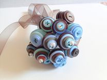 Blue And Brown Buttons Wedding Toss Bouquet 1 small