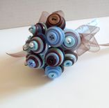 Blue And Brown Buttons Wedding Toss Bouquet 4 small