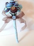 Blue And Brown Buttons Wedding Toss Bouquet 5 small