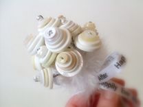 Winter White Buttons Wedding Toss Bouquet "Happily Ever After'' 1 small