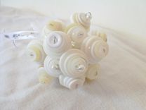 Winter White Buttons Wedding Toss Bouquet "Happily Ever After'' 3 small