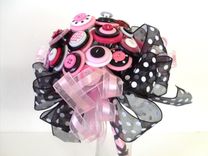Polka Dot Wedding Button Bouquet Set 2 small