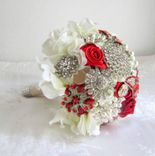 Red Rhinestone Brooch Bouquet 1 small