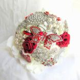 Red Rhinestone Brooch Bouquet 2 small