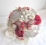 Red Rhinestone Brooch Bouquet 4 small