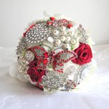 Red Rhinestone Brooch Bouquet 6 small