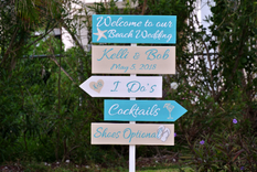 Beach Wedding Welcome Sign, Turquoise Tropical Wedding Direction Signs 1 small